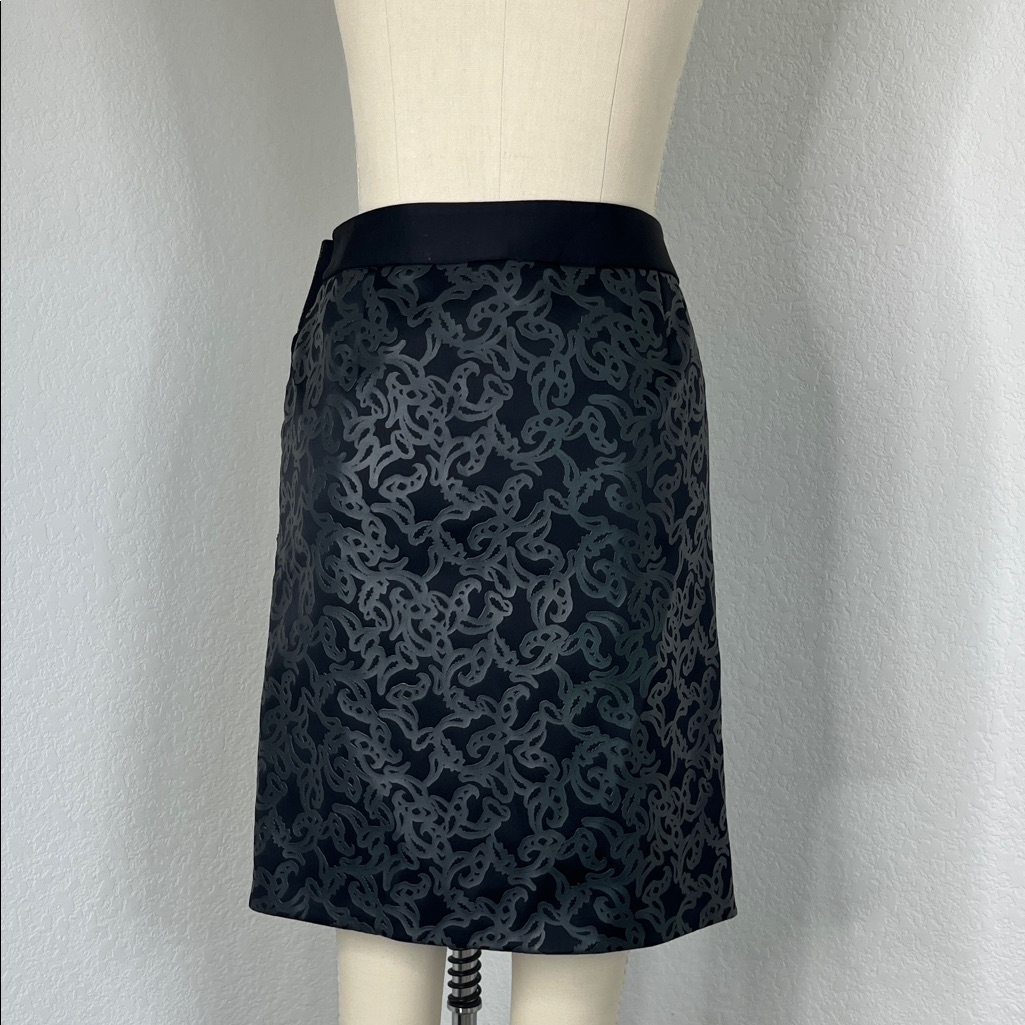 Alexander Wang Black Leather Overlay Belted Pencil Skirt